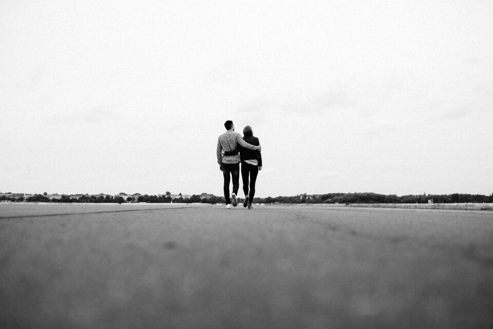 Couple walking outdoor