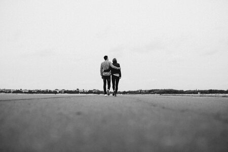 Couple walking outdoor