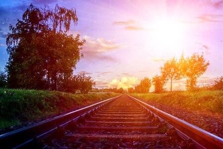 Railroad tracks railway train