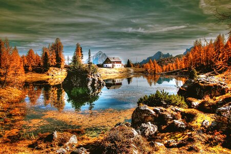 Bergsee cortina d ampezzo italy photo