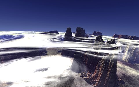 Alien planet universe high mountains photo