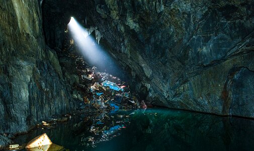 Cave flashlight adventure photo