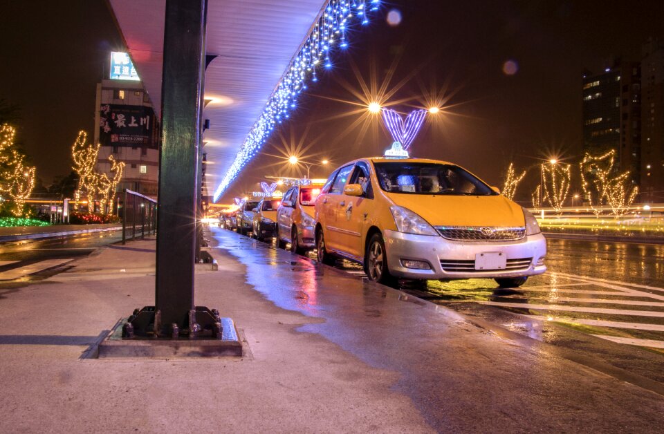 Street transport system evening photo