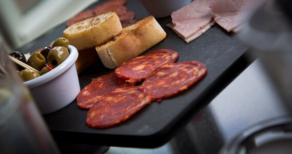 Spread salami slices
