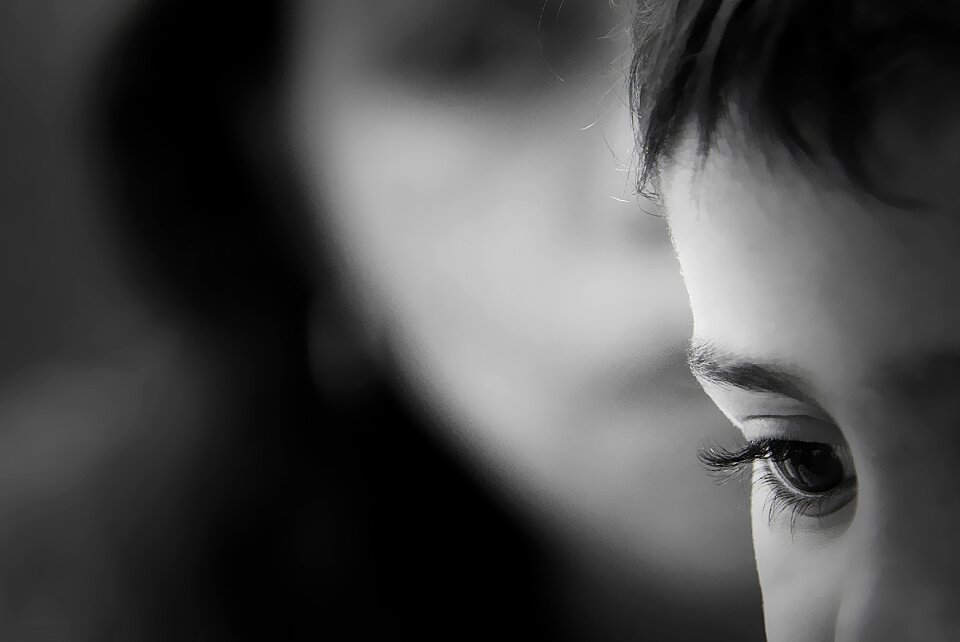 Focus woman side view