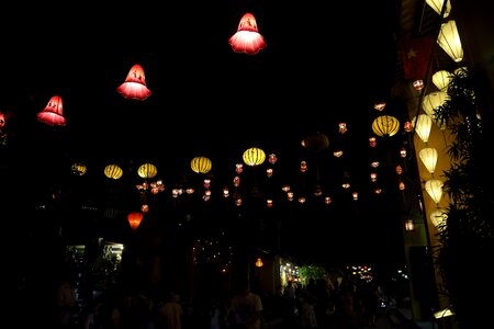 Lantern market in the dark photo