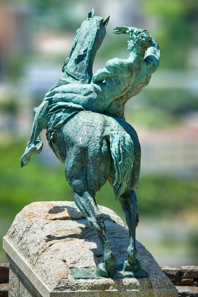 Sky naked man on horse bronze