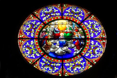 Catholic stained glass windows rosette photo
