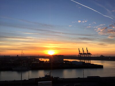 Harbour romance afterglow harbour cranes