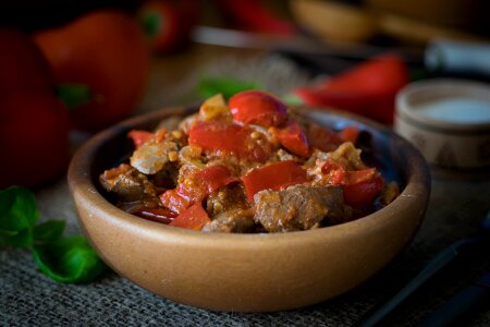 Liver with vegetables hot dish dish of chicken