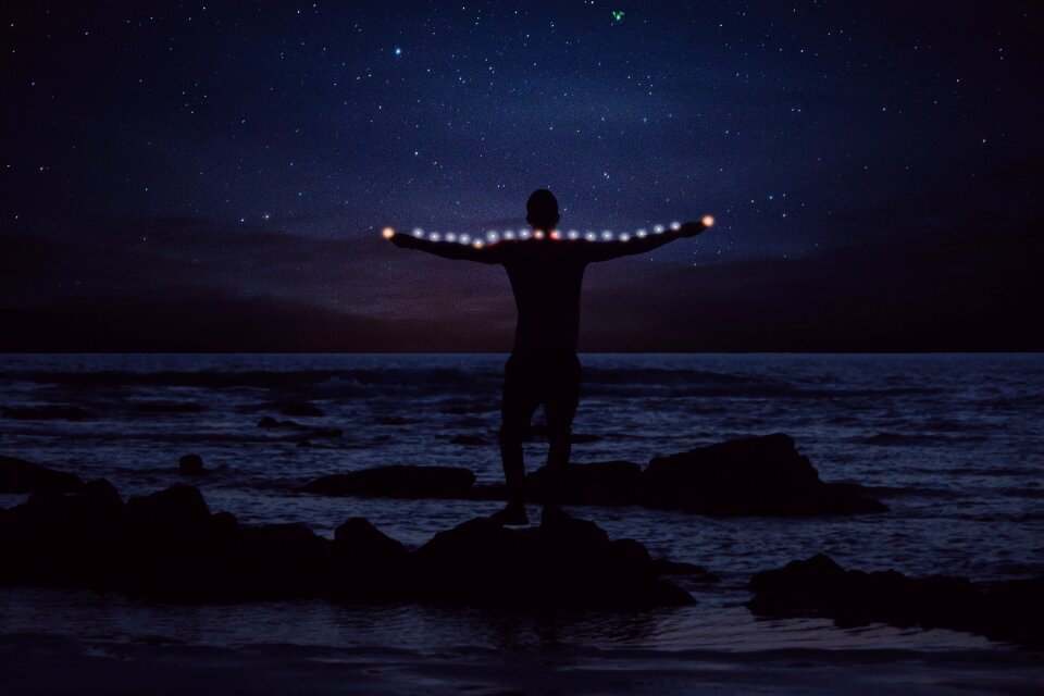 Night stars horizon