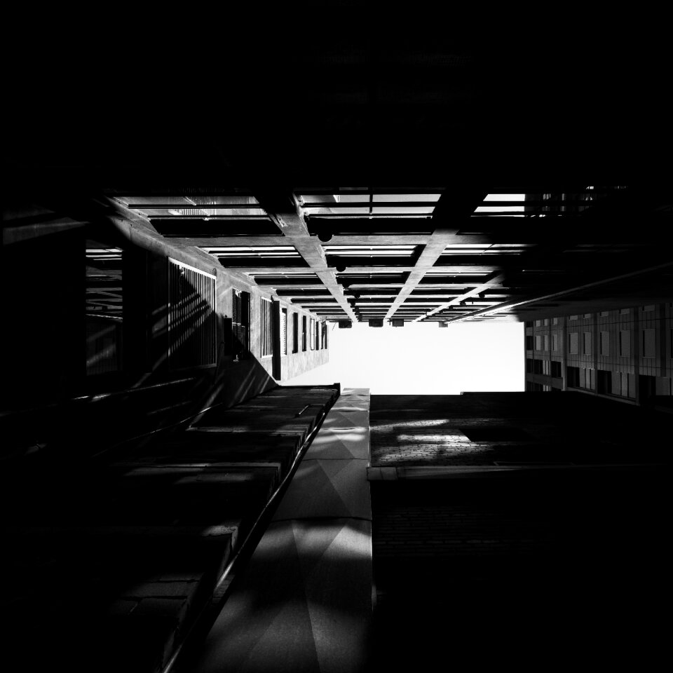 Black and white skyscraper black building