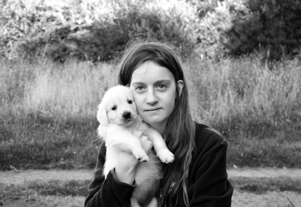 Young woman photo black white tenderness