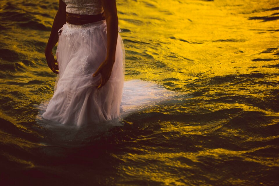 Woman dress brown water