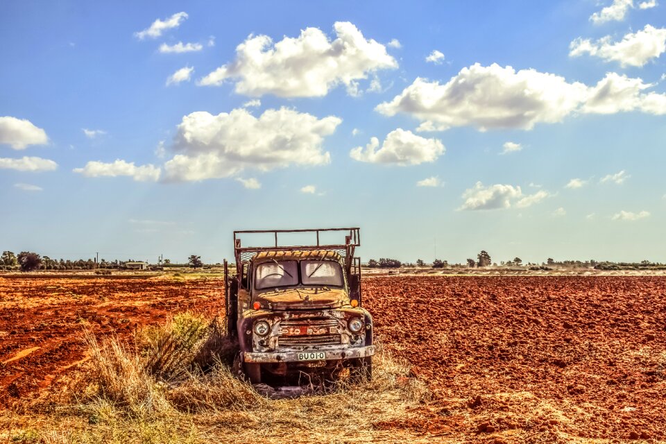 Fields truck sky