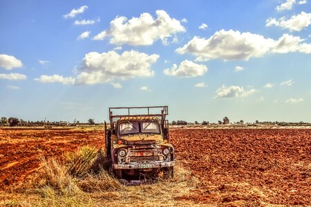 Fields truck sky