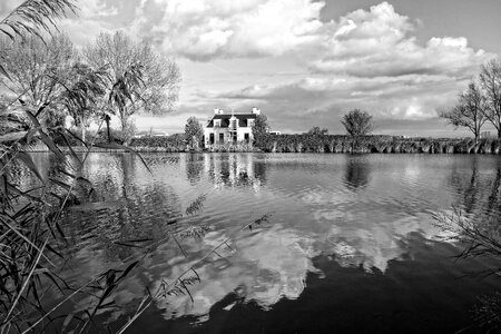 House clouds reflections photo