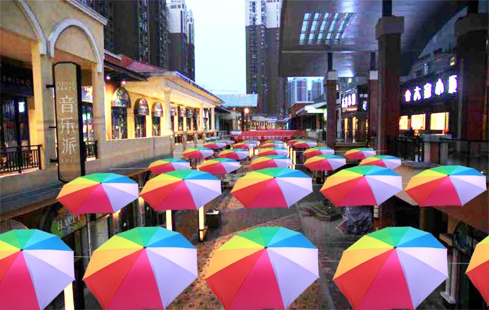 Umbrella mei chen commercial street mei chen atmosphere to build