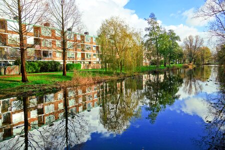 Suburban canal reflections