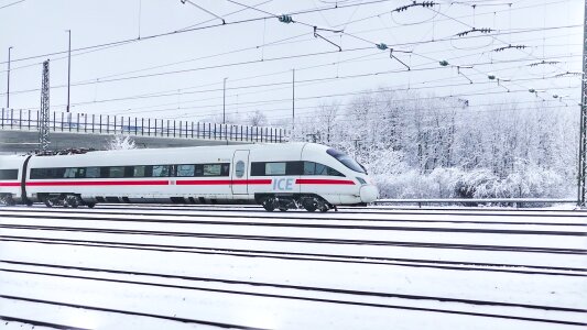 Ice railway station train photo