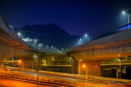 Illuminated road overpass