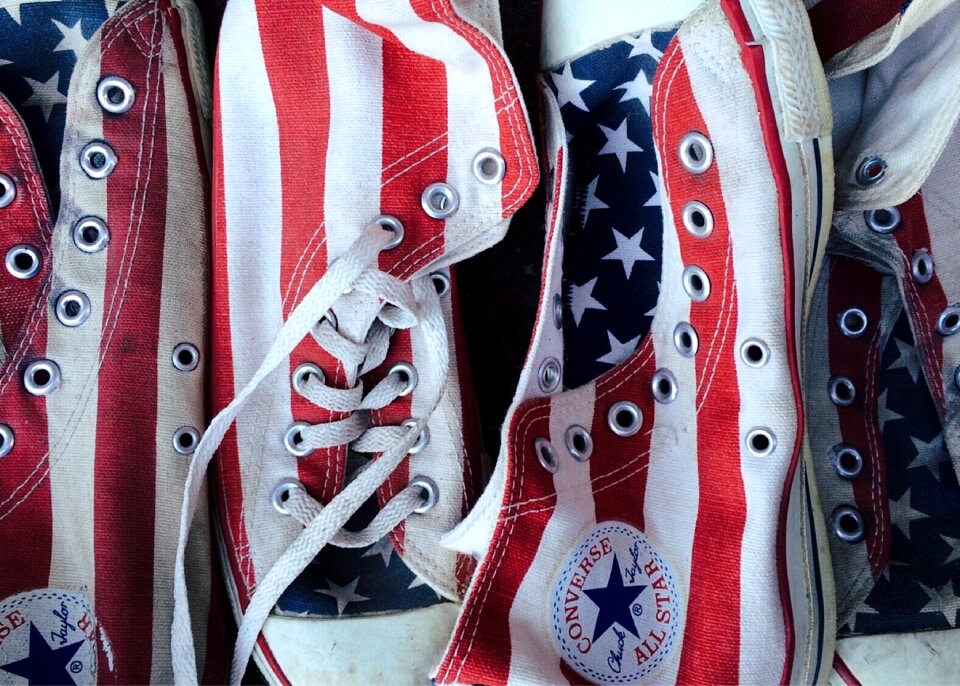 Stars and stripes footwear aged