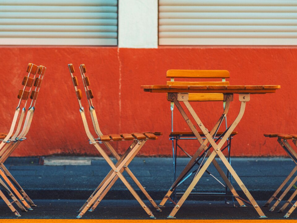Table chair outside