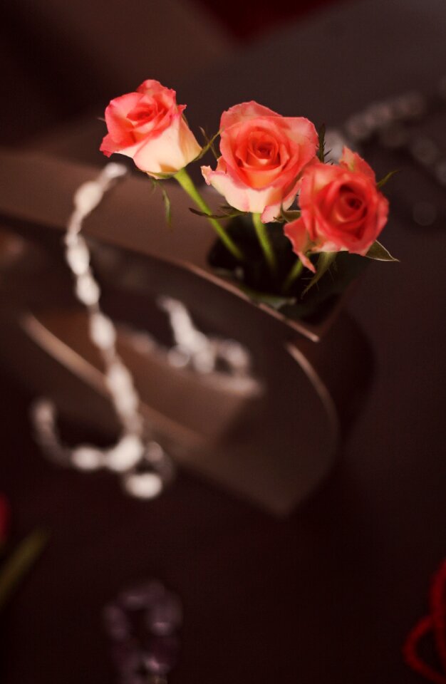 Pink roses delicate flowers bouquet
