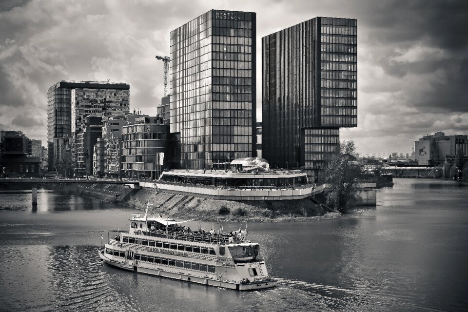 Skyscraper urban landscape river
