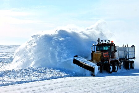 Road snow plow plowing photo