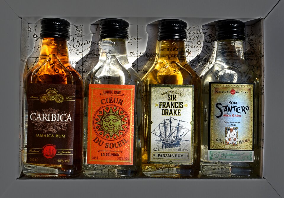 Different origin alcoholic beverage drink