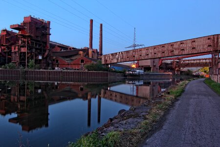 Industry blue hour barges photo
