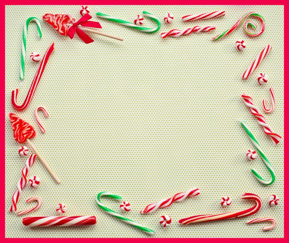 Peppermints candy canes text space
