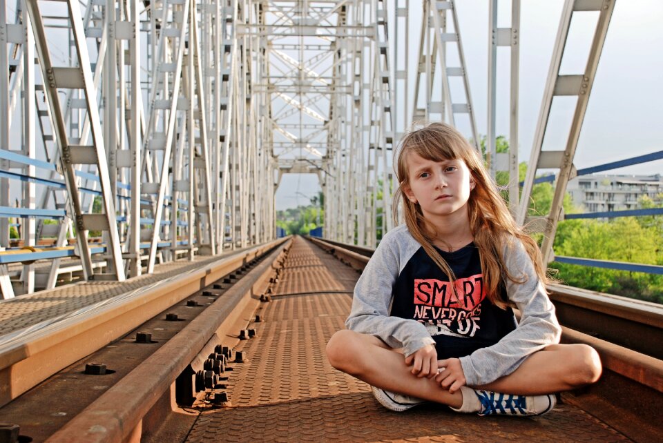 Steel arch bridge girl