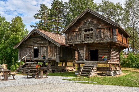 Houses wooden dwellings museum photo