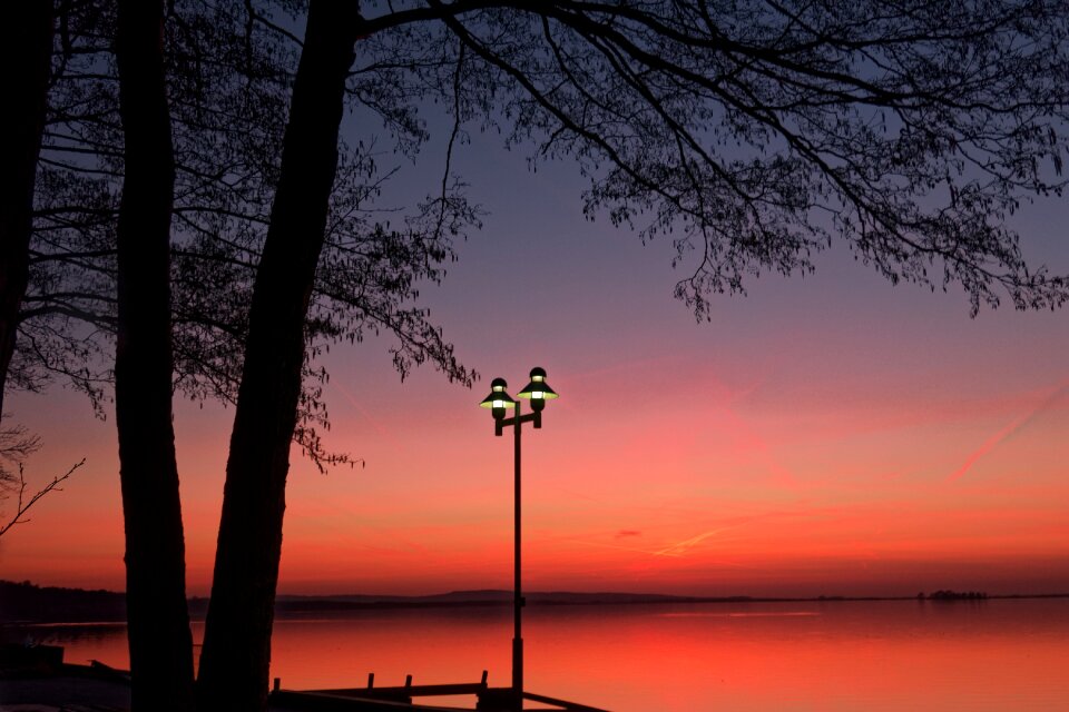 Lake sunset evening sky