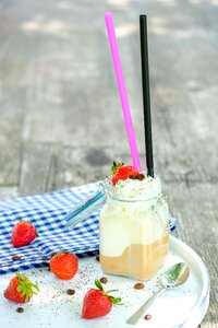 Strawberries cream ice photo