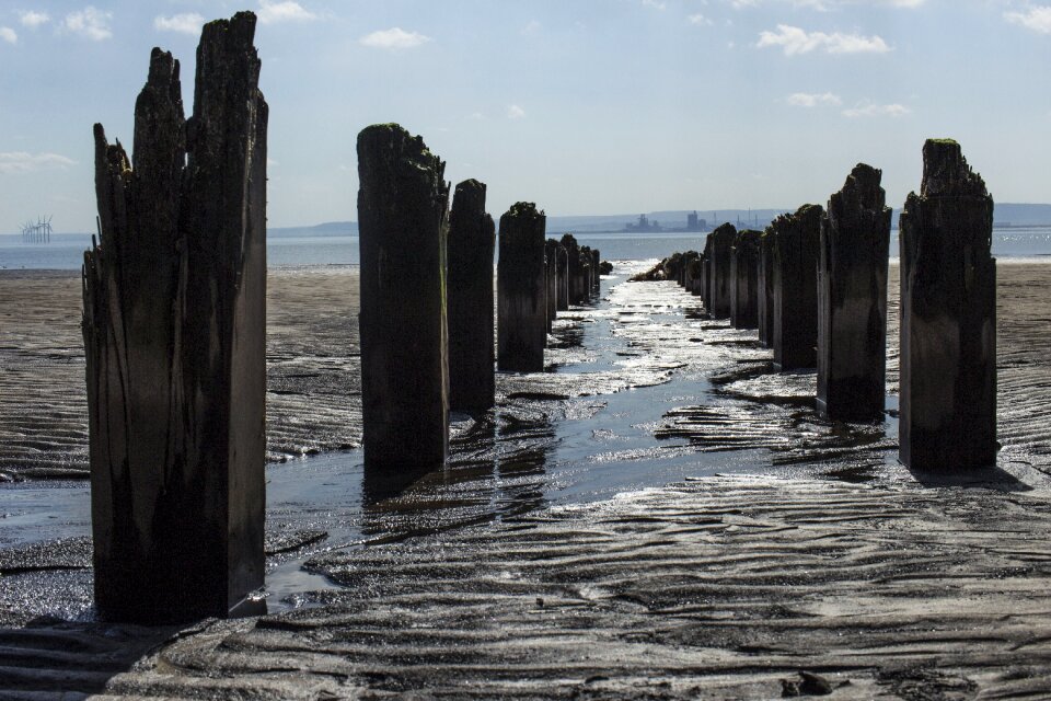 Posts old pier gray beach