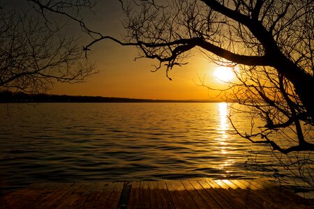 Lake sun sunset photo