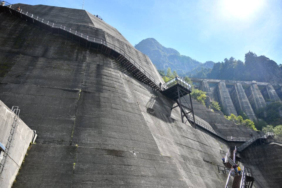 Kurobe precipitous cliff road of kurobe dam concrete wall of kurobe