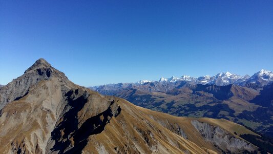 Sky mountain summit panorama photo