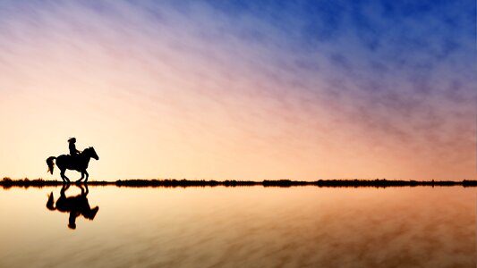 Lake sunset sky photo