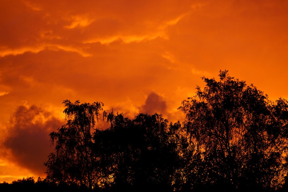 Bright red burning sky clouds