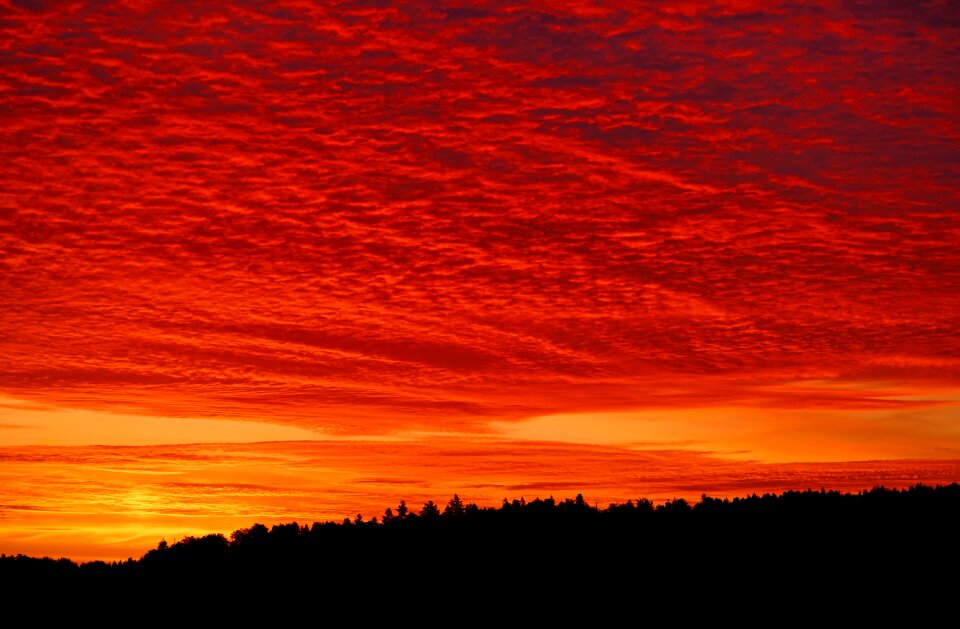 Bright red burning sky clouds