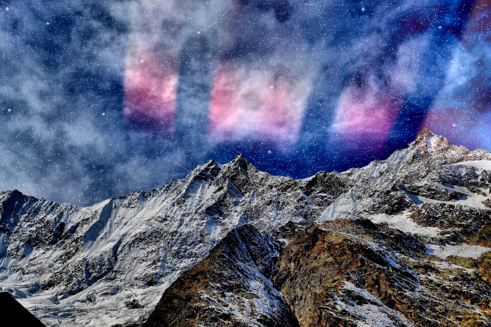 Winter mountains landscape