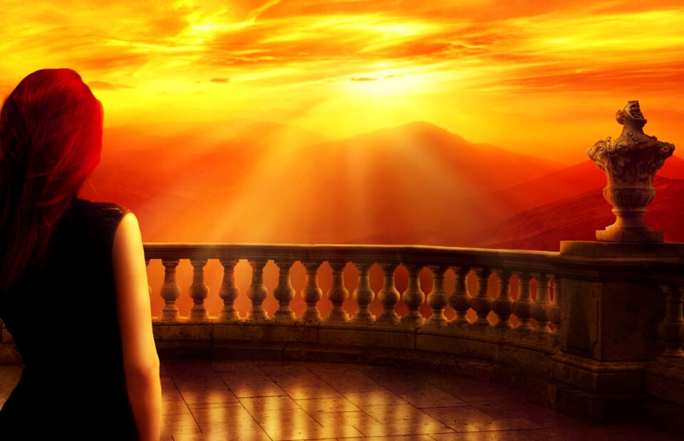 Woman balcony person