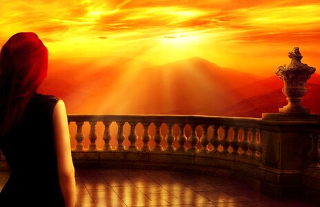 Woman balcony person