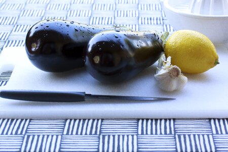 Lemon squeezer knife cutting board photo