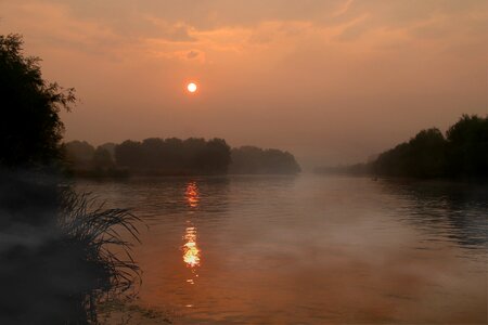 Reflection red sun photo