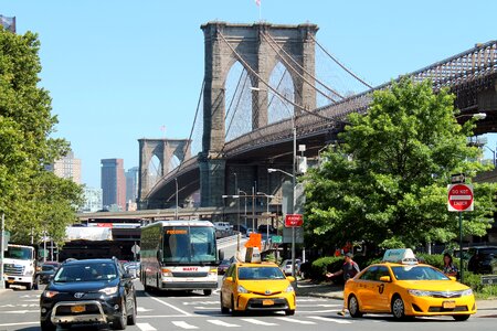 Taxicabs brooklyn bridge manhattan photo